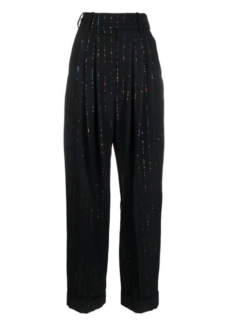 Pantaloni a vita alta con paillettes in nero - donna